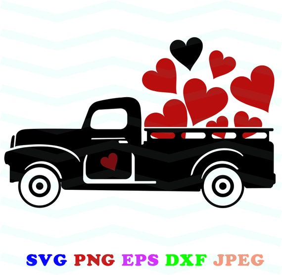 Black Truck Svg Red Truck Svg Valentine Clip Art Love Svg Etsy