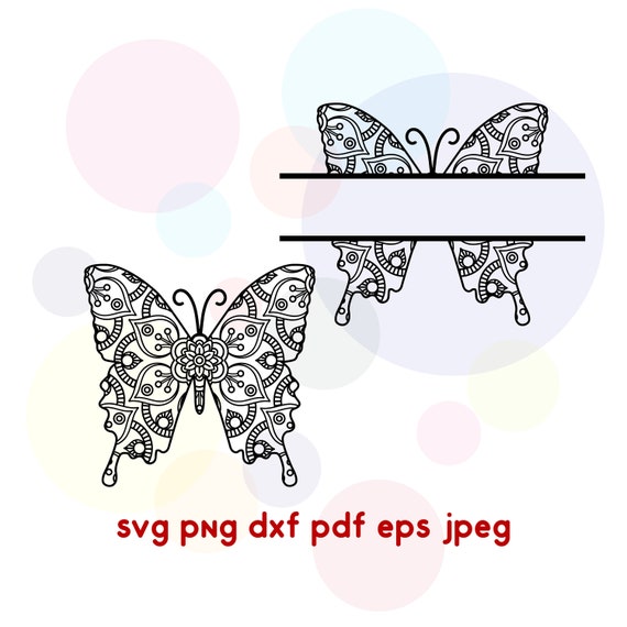 Download Butterfly svg Split monogram Mandala svg Zentangle svg | Etsy