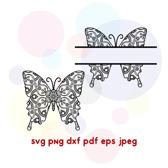 Download Butterfly Svg Split Monogram Mandala Svg Zentangle Svg Etsy