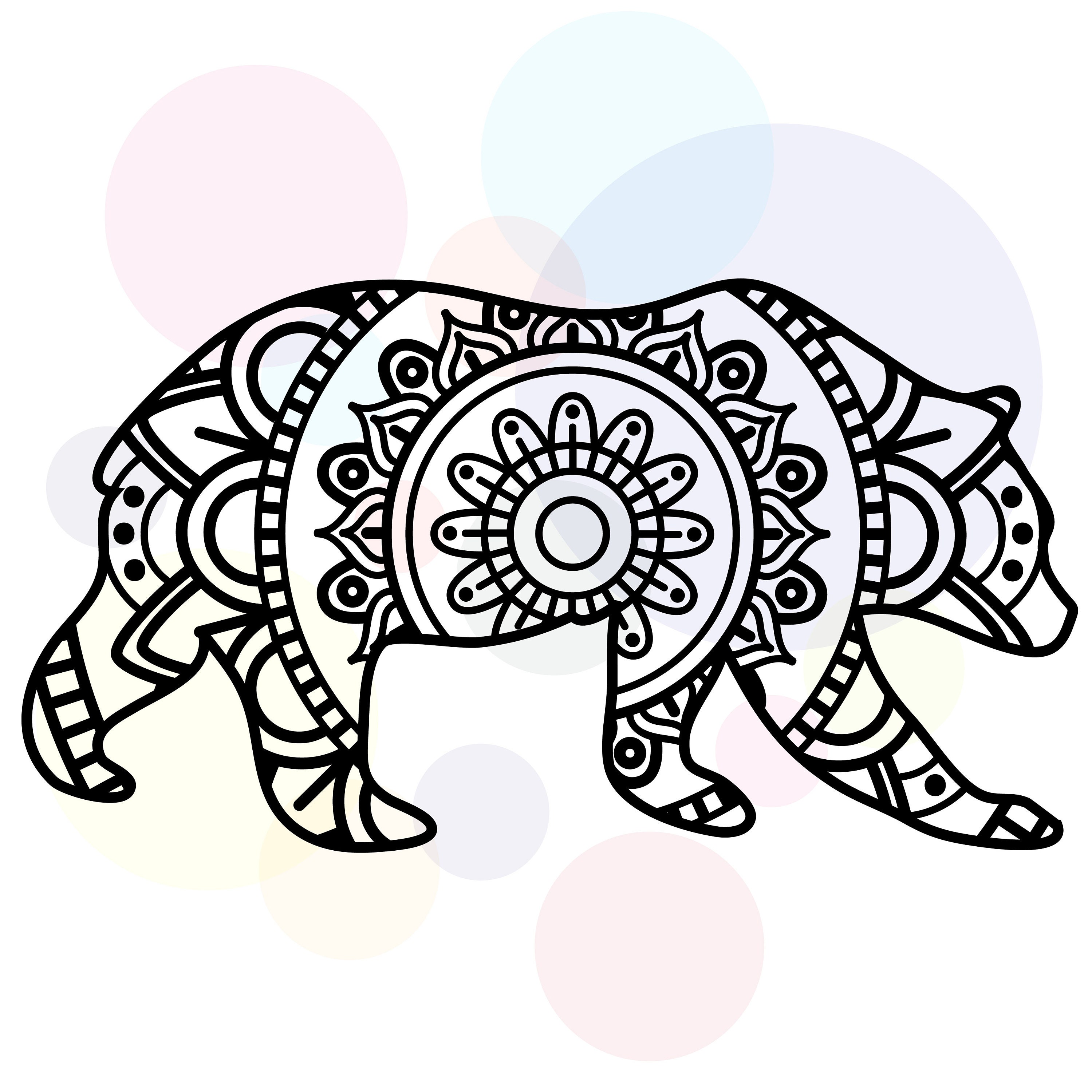 Download Mama Bear SVG Mandala Zentangle Printable Clipart Cricut ...