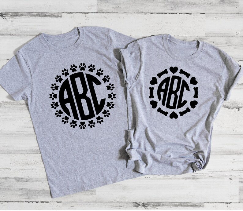 Download Dog monogram svg Paw print svg Dog paw Circle Heart Dog | Etsy