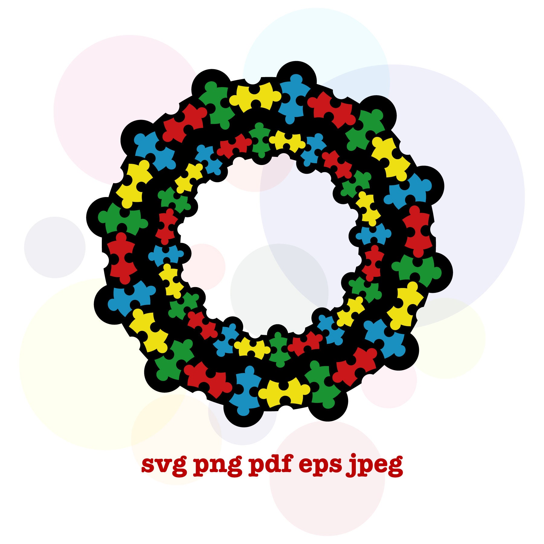 Download Free Autism Awareness Svg Circle Frame Svg Autism Puzzle Pieces Etsy SVG Cut Files