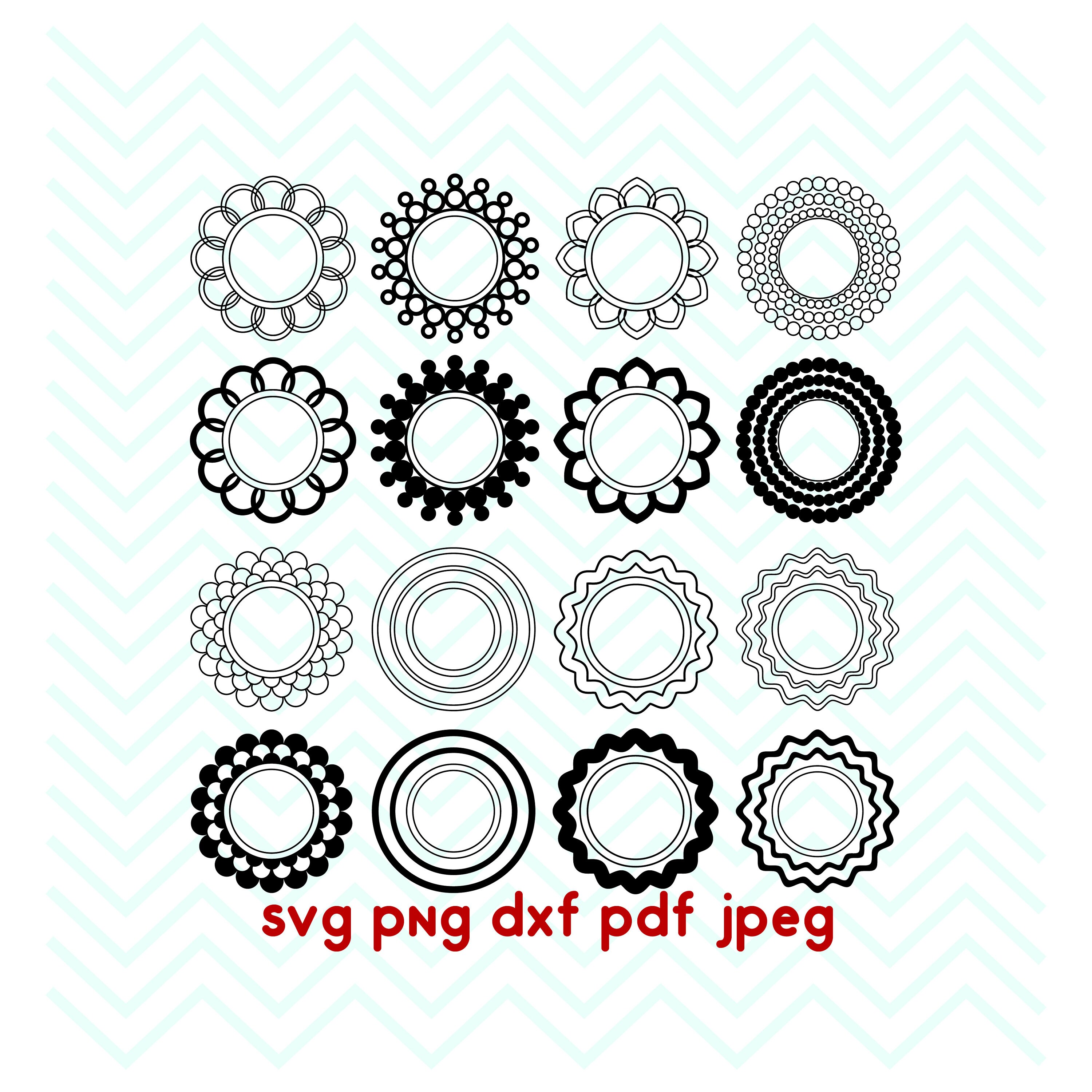 Download Circle monogram svg frames cricut silhouette file | Etsy