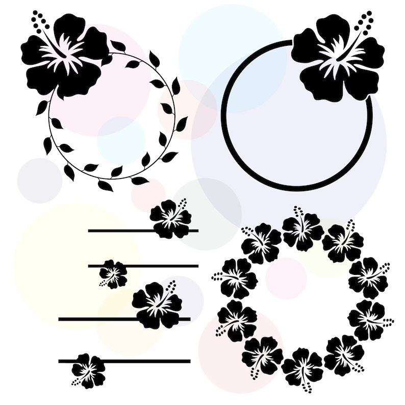 Download Hibiscus Flower monogram svg Summer svg Circle Monoram | Etsy