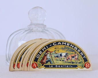Franse vintage camembert kaas label