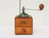 French vintage Odax coffee grinder - green top