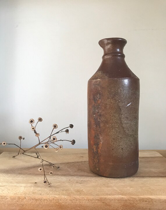 Vintage Stoneware Bottle With Spout Ink Pot Ceramic Bottle Etsy