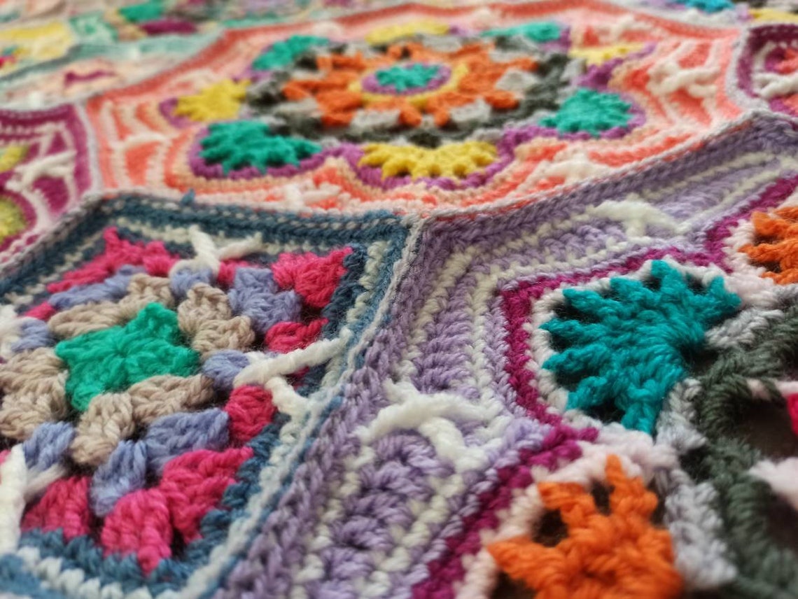 Persian Tiles Crocheted Afghan Standard 120 X 120 or Extended Etsy