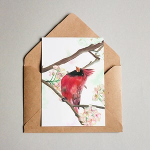 Carte faite à la main [Série Oiseau - Red Cardinal]