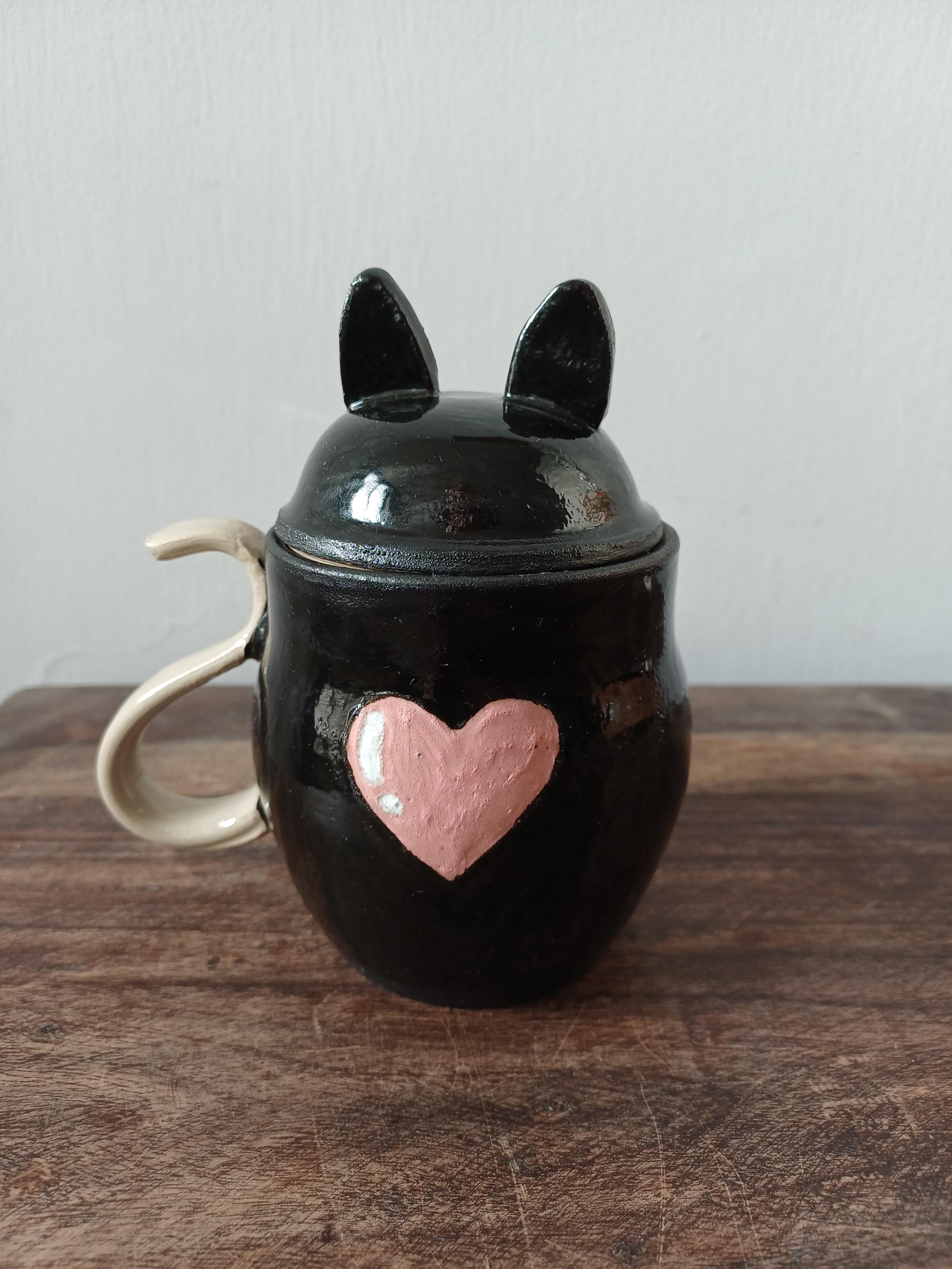 手作りのかわいい猫の陶器の蓋付き箱 - Etsy 日本
