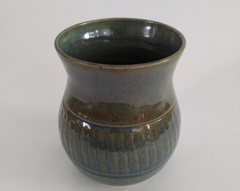 Ceramic hand carved flowers vase; Handmade decorated flowers pot