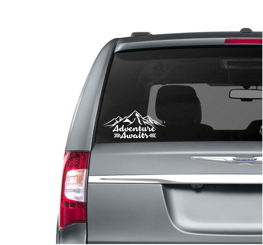Adventure Awaits- Vinyl Decal, Sticker, Outdoors, Mountains, Car Window ...