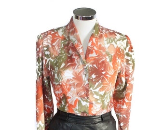 80s vintage floral blouse boho retro  (UK 10 -  12)
