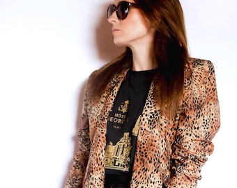 Vintage leopard print blazer jacket