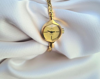 RARE Vintage gold plated ladies watch by SANTIMA / dainty gold cocktail watch/ art deco gold watch / ladies gold cocktail watch / gold watch