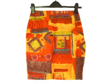 Minifalda de verano con estampado abstracto vintage, talla 6 del Reino Unido