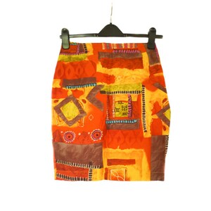 Vintage abstract print mini summer skirt UK 6