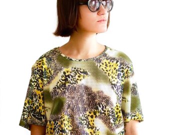 Vintage 90s leopard print top UK 18