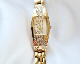 Guess Y2K Vintage Crystal Encrusted Gold Ladies Watch /guess  display picture 1