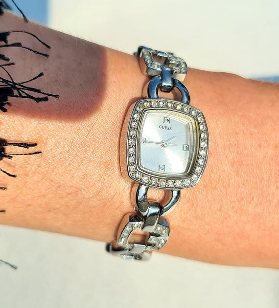 Vintage Guess crystal watch Vintage Guess Genuine Patent Leather Crystal Baguette Watch  main image 3