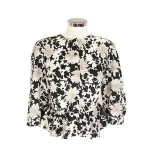 Vintage 80s abstract print peplum blouse (S - M) UK 10 -12