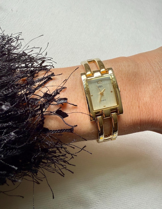 Classic Gold Crystal Watch Vialli Crystal Gem Encrusted Gold Watch / Dainty Vintage  main image 4