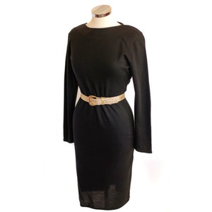 UK 12 Vintage 80s black midi dress medium