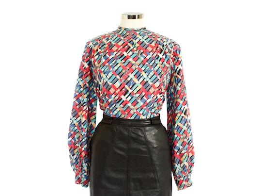Vintage abstract print top UK 12- 14