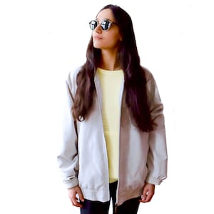 Vintage 90s light grey bomber jacket uk 14 / 16