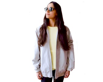 Vintage 90s light grey bomber jacket uk 14 / 16