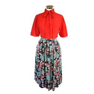 UK 12 80s floral midi skirt image 1