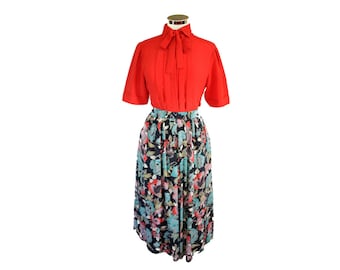 UK 12 80s floral midi skirt