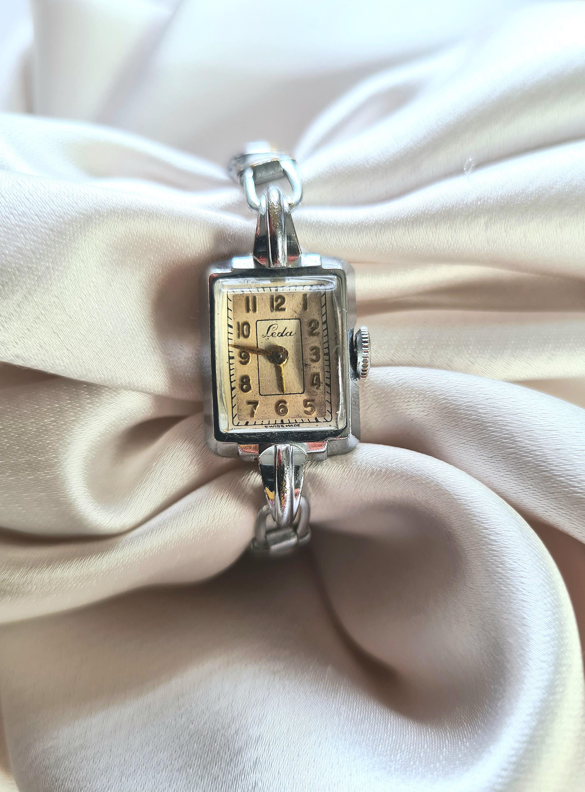 Leda Silver Dial Stainless Steel Ladies Watch (New) LADIES Retro Chic Leda Lucite Swiss Made Watch: Carnaby  main image 2