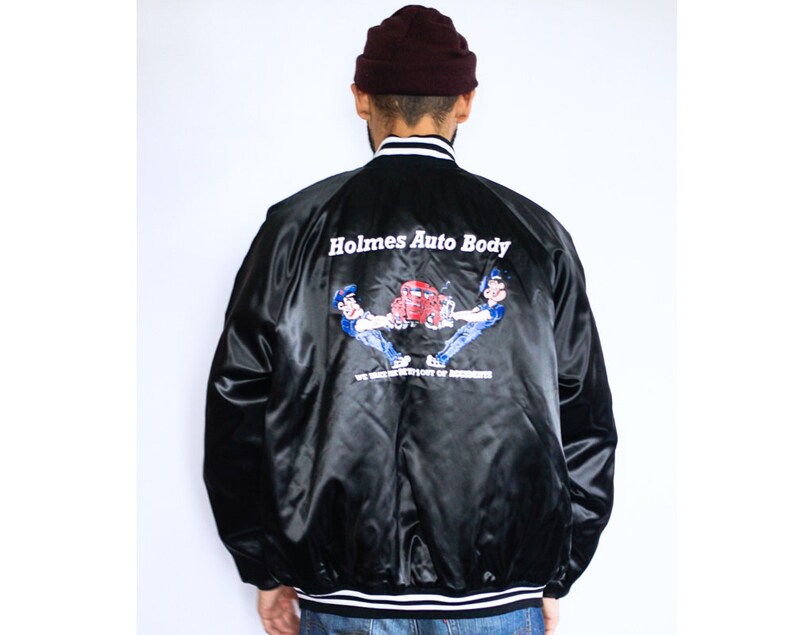 90s black bomber jacket LARGE