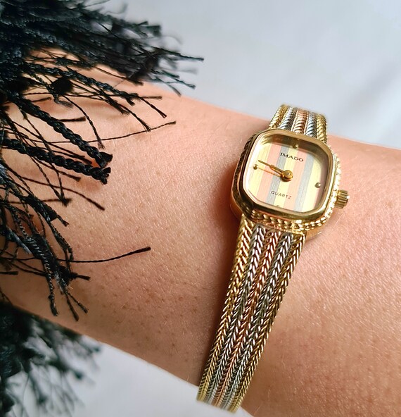 RARE Vintage gold ladies Quartz watch by Imado / … - image 2
