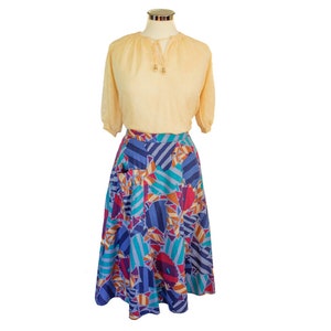 UK 12/14  80s abstract print multi coloured midi skirt