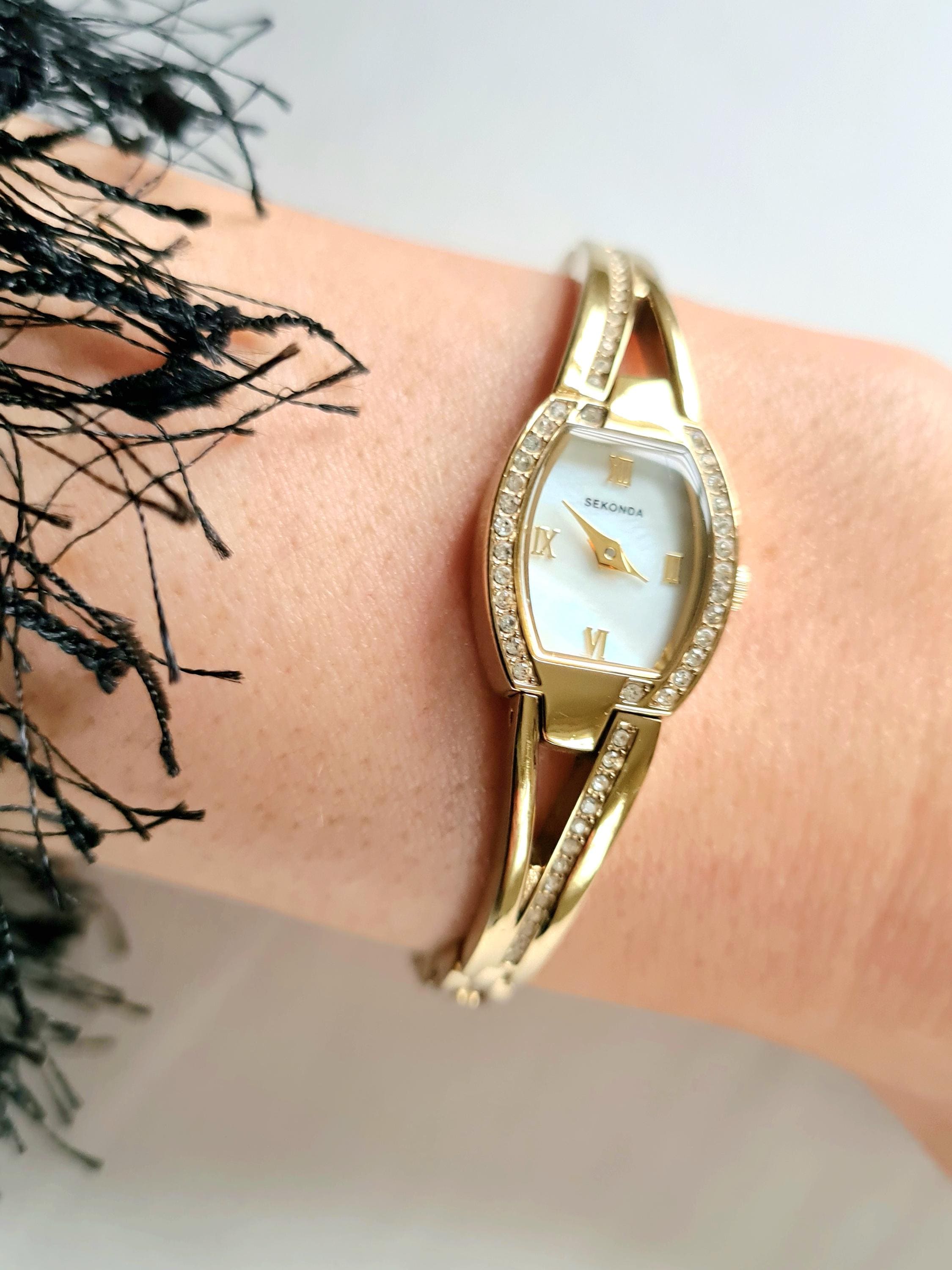 Vintage Gold-Tone Women\'s Watch with Crystal Accents - Needs Battery Women main image 2