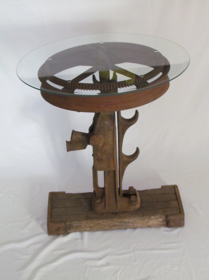 Steampunk End Table // Industrial End Table // Gear End Table Etsy