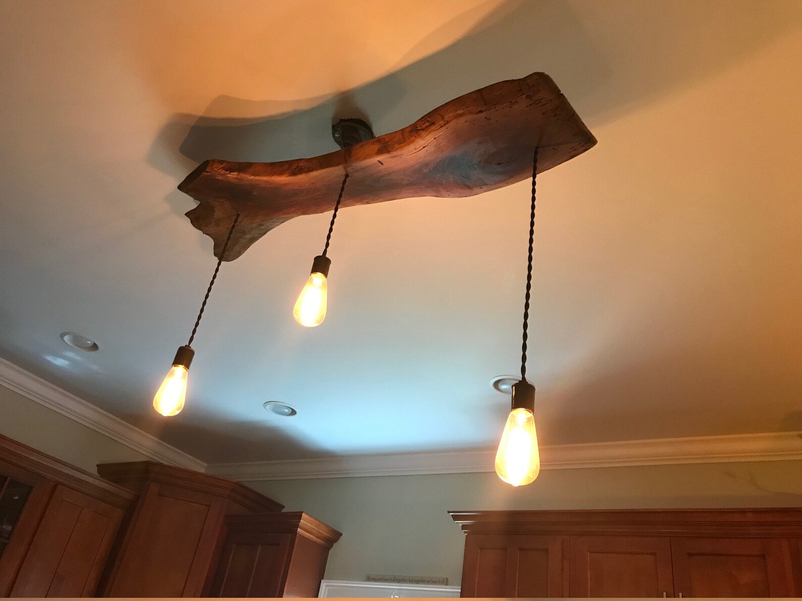 Live Edge Walnut Edison Bulb Light Live Edge Kitchen Light Etsy