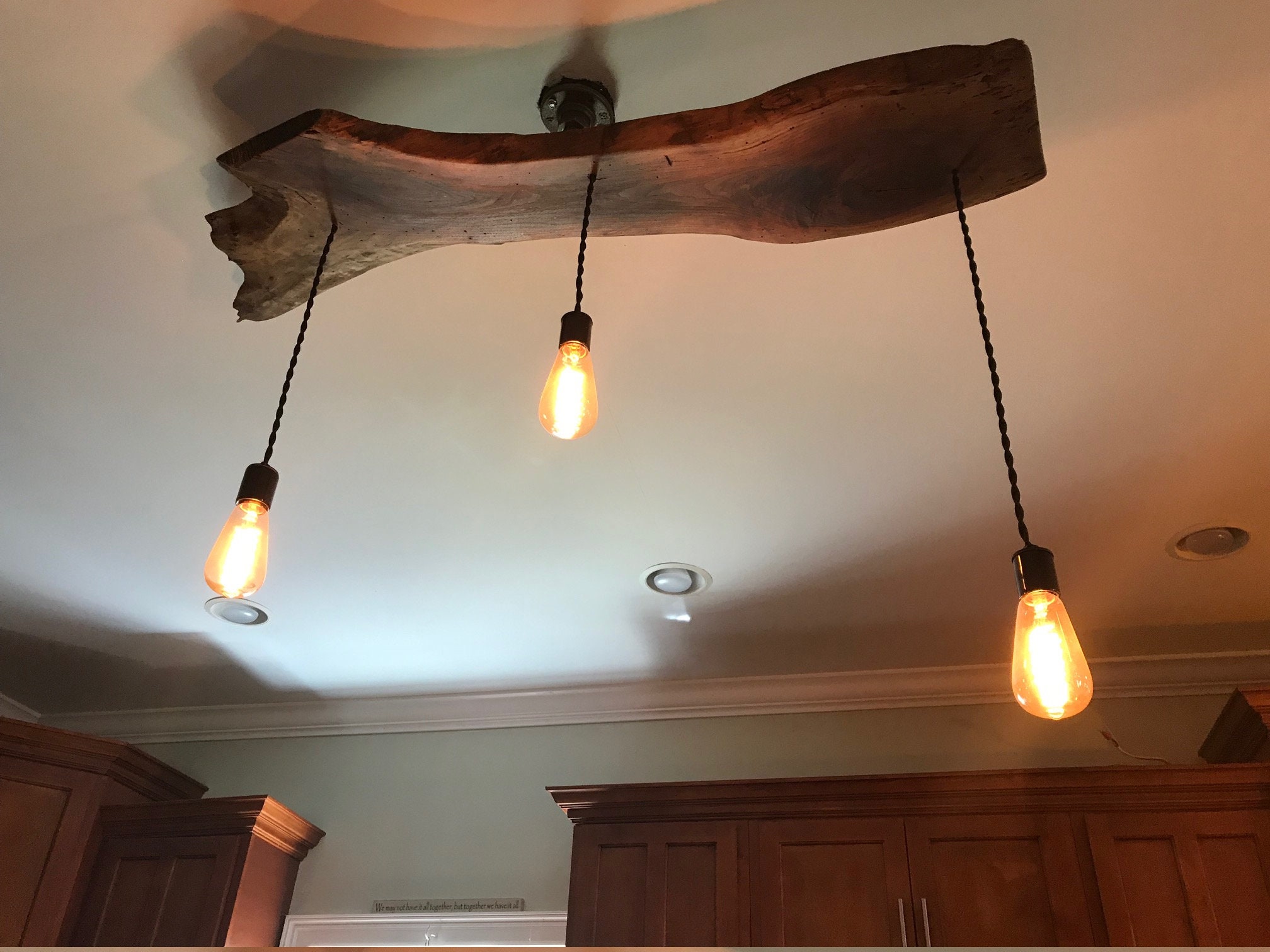 Live Edge Walnut Edison Bulb Light Live Edge Kitchen Light Etsy