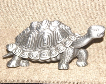 Vintage JJ Jonette Artfacts Silver Pewter Tortoise Turtle  Brooch/Pin Great Kids Gift,Fathers Day Gift