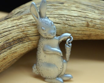 Vintage and Rare JJ Jonette Artifact Rabbit Bunny Dangling his Carrot like What's Up Doc-Great Kids Gift