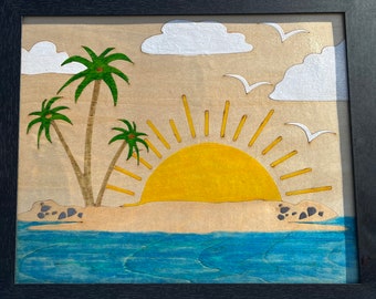 Your Own Large Sunrise every Morning, This 12X10 inch Handcrafted and Hand Painted,3mm Baltic Birch Plywood Cut,Wood,Handmade,painted Scene