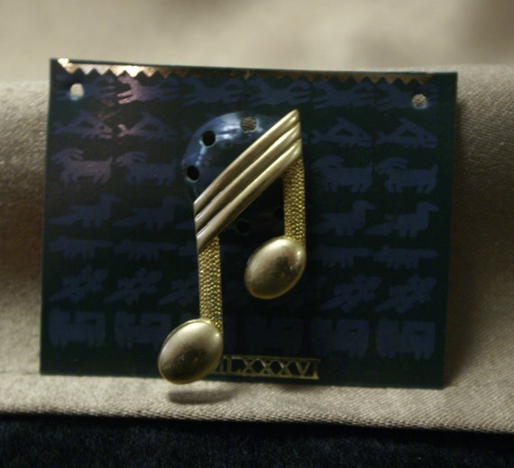 Vintage JJ Jonette Artifacts Gold Tone Eighth Mus… - image 3