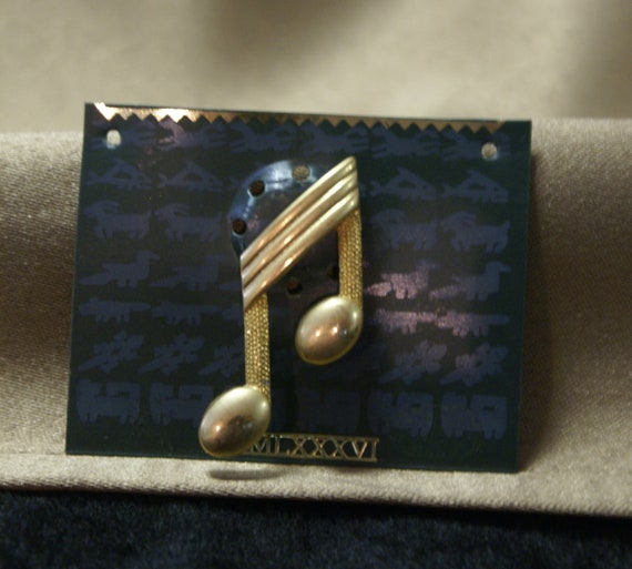 Vintage JJ Jonette Artifacts Gold Tone Eighth Mus… - image 1