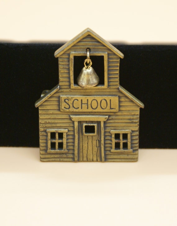 Rare Vintage JJ Jonette Bronze Pewter Schoolhouse… - image 2