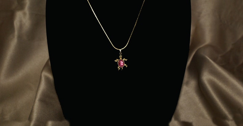 Valantines Day Gift Gift For Her Handmade Gold Plated Turtle with a Red Paua Shell Stone
