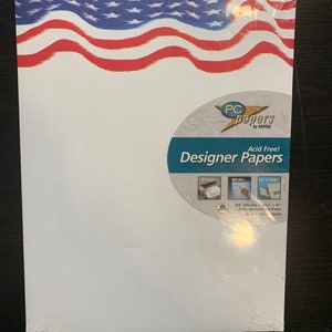 Papier design drapeau américain, 25 feuilles 8,5 x 11 po, papiers PC par AMPAD