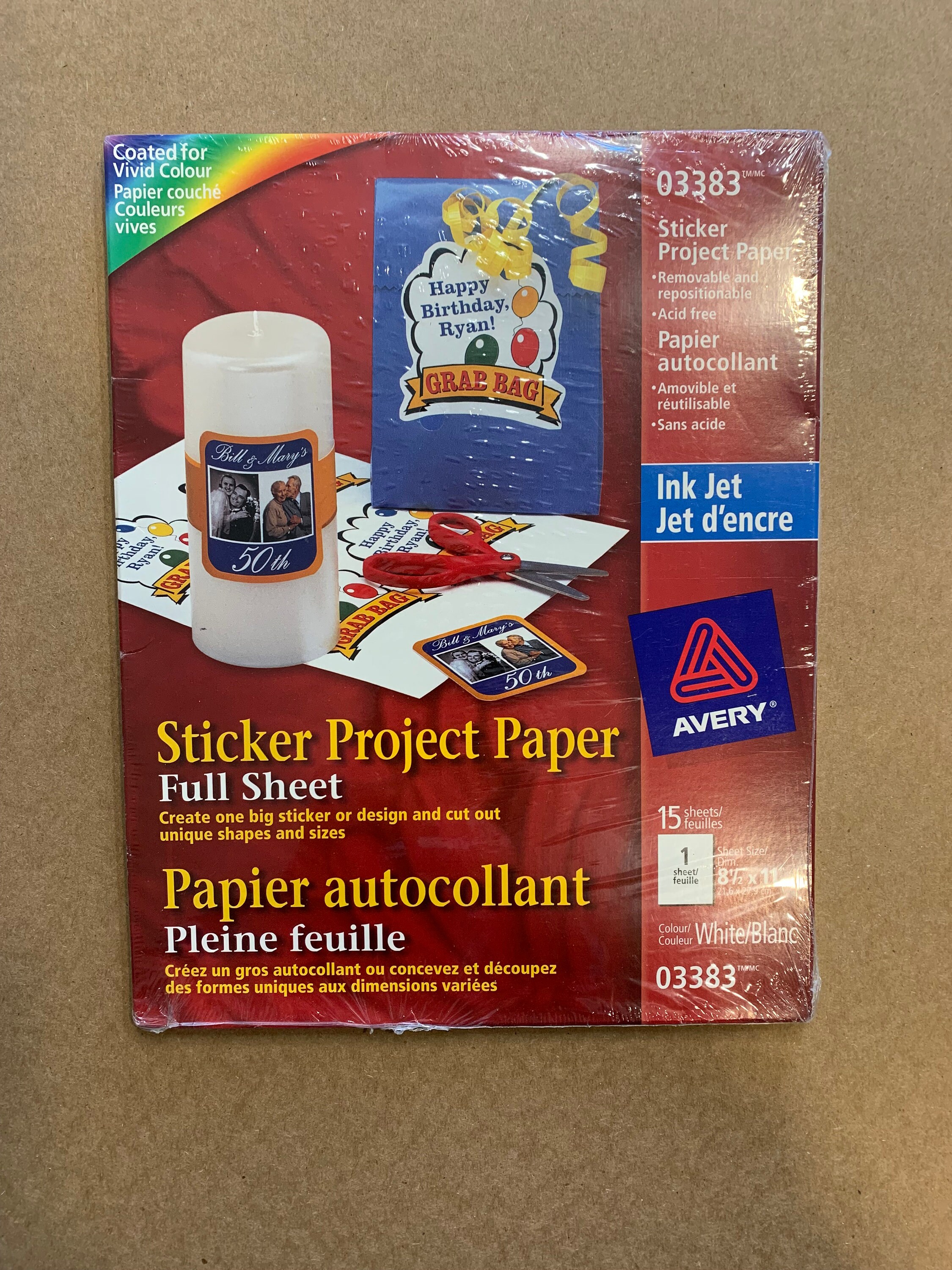 Papier autocollant imprimable brillant - Format A4 - Étiquettes  autocollantes - Pour imprimantes à jet d'encre et laser - Étiquettes  pleines feuilles (65 feuilles) : : Fournitures de bureau