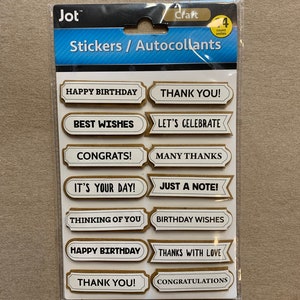 Lot de 14 autocollants d'anniversaire, accessoires pour la fabrication de cartes, autocollants kraft et papier, points adhésifs